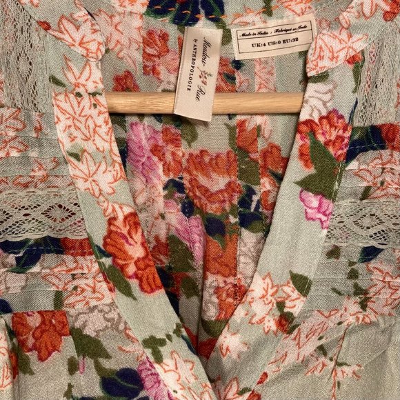 Meadow Rue Anthropologie Floral Sleeveless Blouse - Picture 4 of 5
